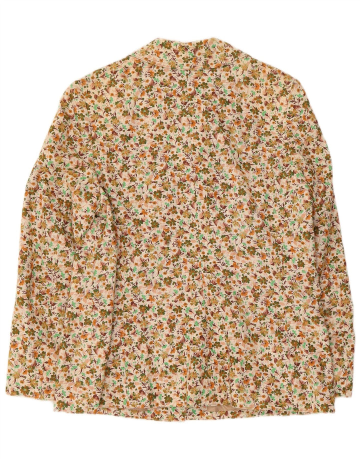 Vintage ženski sako s 5 gumba UK 12 Srednje bež cvjetni