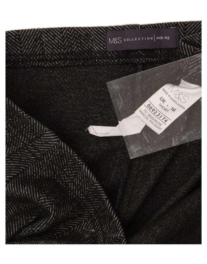MARKS & SPENCER Womens Tracksuit Trousers UK 16 Large  Grey Herringbone Vintage Marks & Spencer and Second-Hand Marks & Spencer from Messina Hembry 