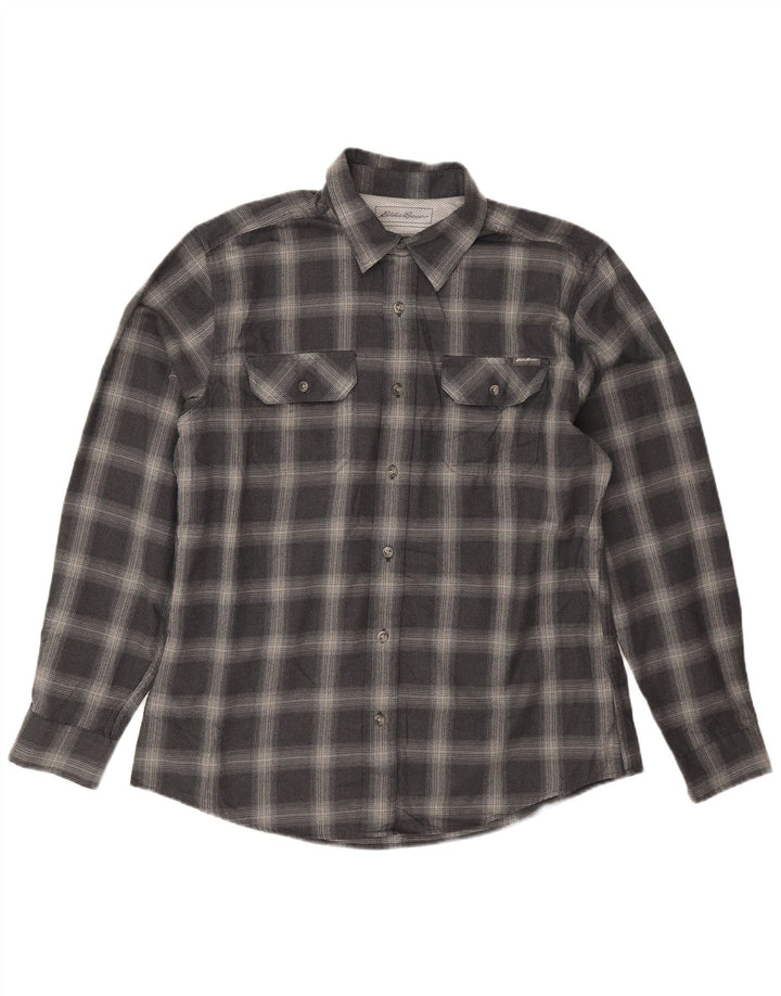 Eddie Bauer muška flanelska košulja, velika tamnoplava karirana poliester