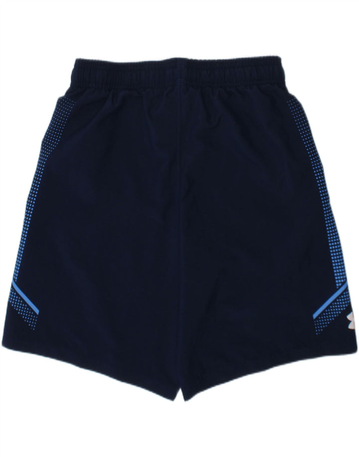 UNDER ARMOUR Boys Sport Shorts 9-10 Years  Navy Blue Spotted Polyester Vintage Under Armour and Second-Hand Under Armour from Messina Hembry 