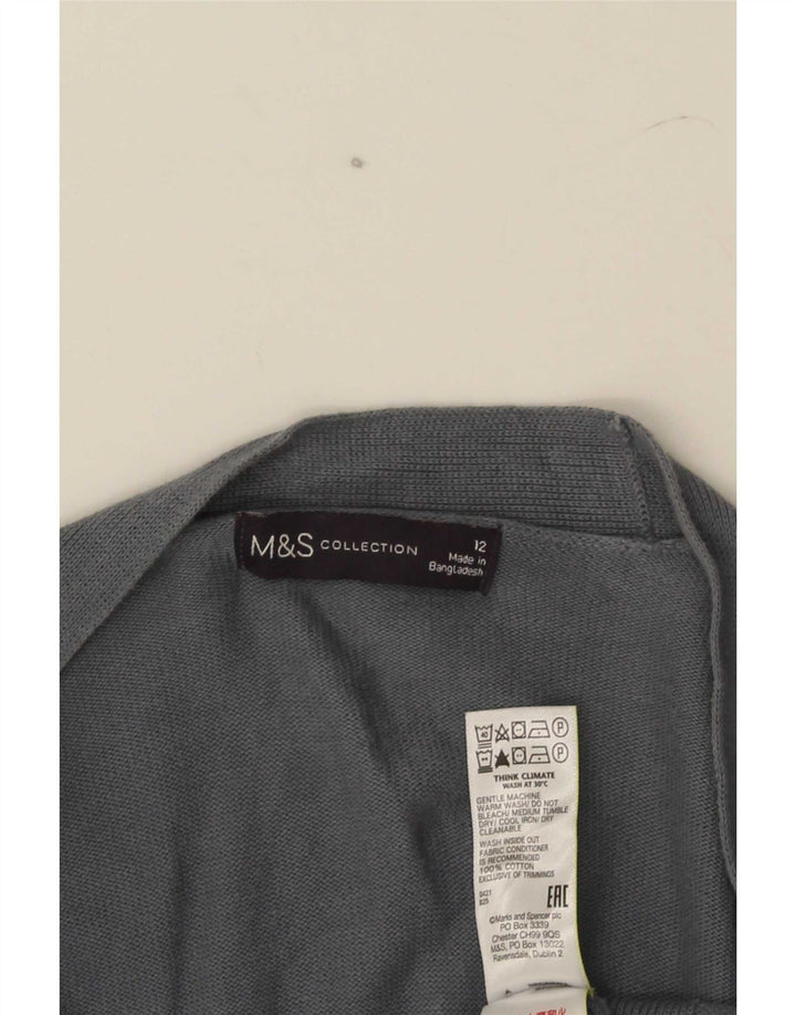 Marks & Spencer ženski otvoreni kardigan pulover UK 12 srednje sivi pamuk