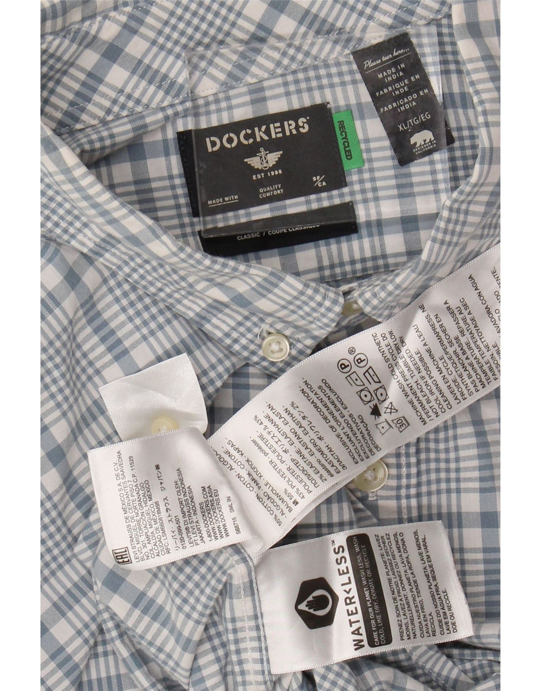 DOCKERS Muška klasična košulja XL plavi karirani pamuk