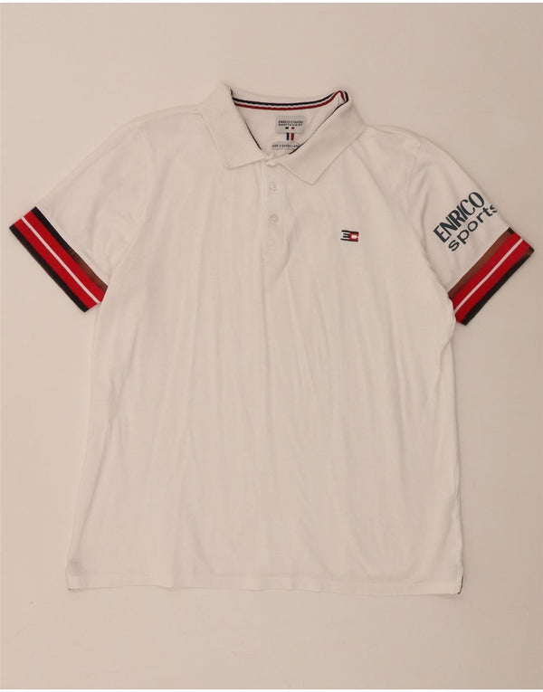 Enrico Coveri muška grafička polo majica 2XL bijeli pamuk u blokovima boja
