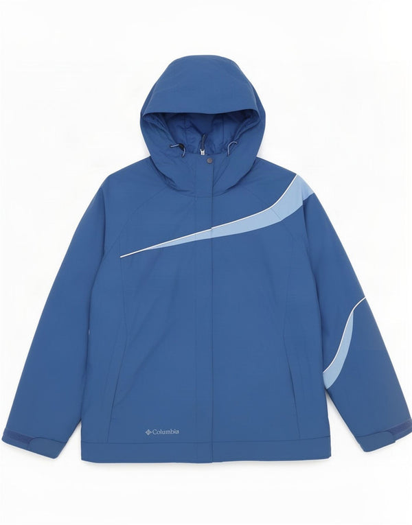 Columbia ženska kišna jakna s kapuljačom UK 16 Large Blue Colourblock najlon