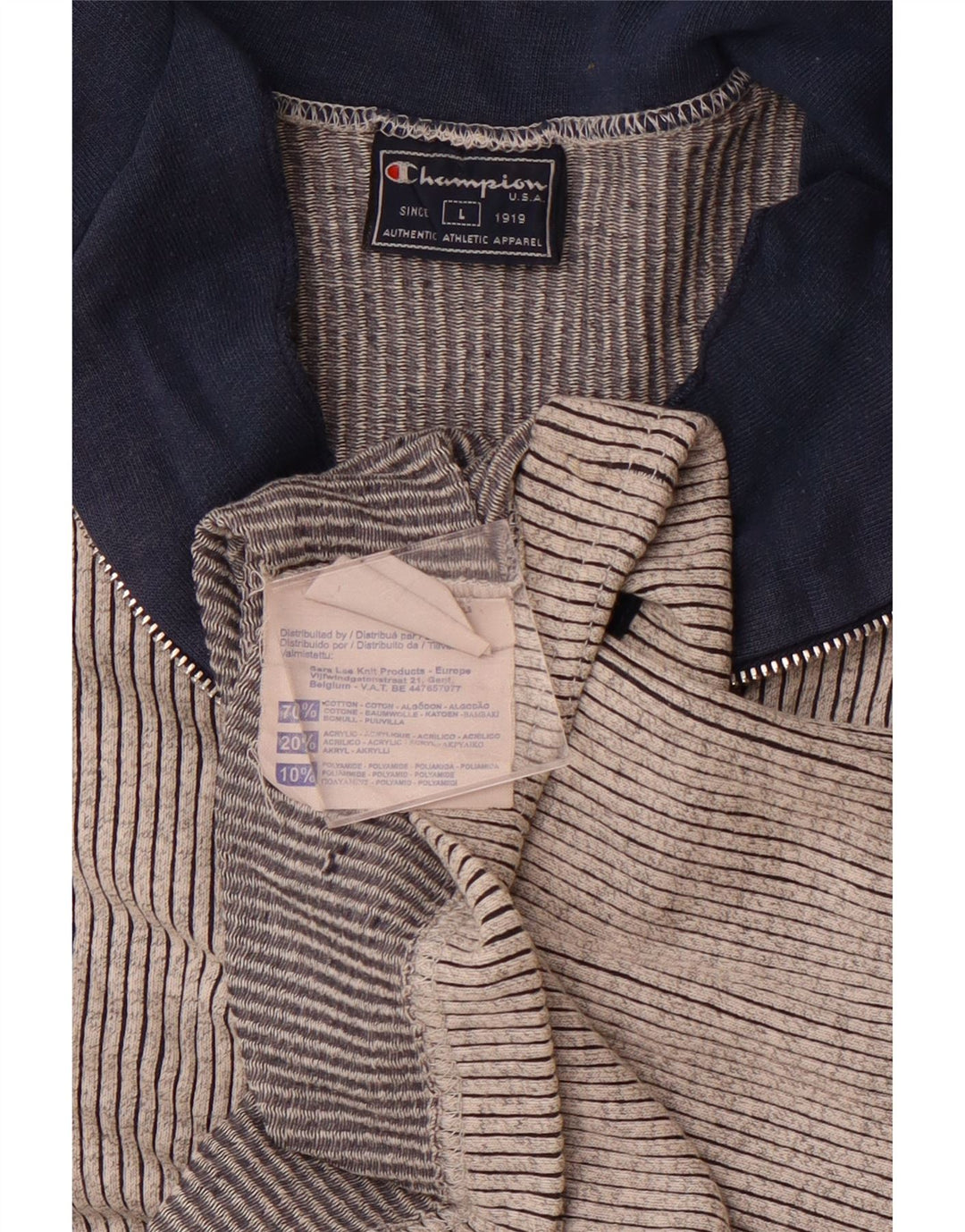 CHAMPION Muška majica kratkih rukava s patentnim izrezom, velike sive pruge, pamuk