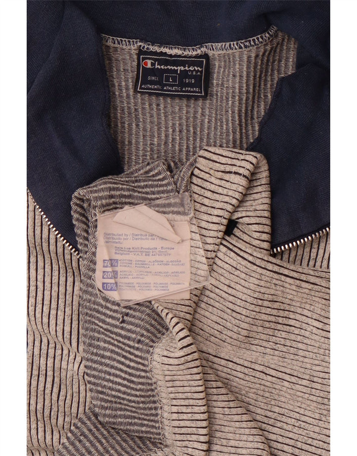 CHAMPION Muška majica kratkih rukava s patentnim izrezom, velike sive pruge, pamuk