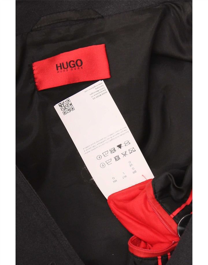 Muški kaput Hugo Boss Pea Coat UK 40 Large tamnoplava djevičanska vuna