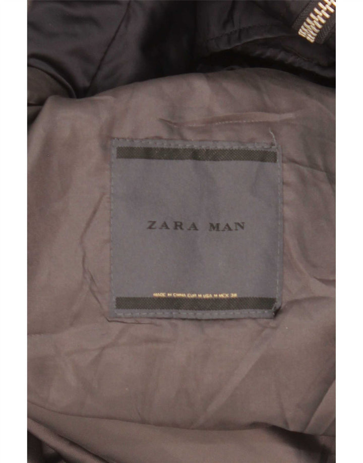 Zara muški podstavljeni kaput s kapuljačom UK 38 srednje tamnoplavi poliester