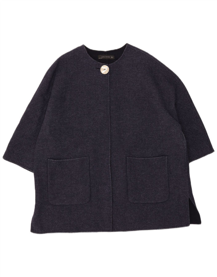 Veliki kaput Zara 3/4 rukava UK 16 Large tamnoplava vuna