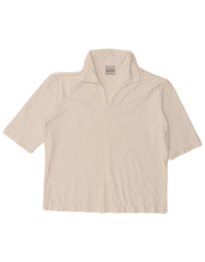 TRUSSARDI Ženska skraćena polo majica UK 12 Srednje bijeli poliamid