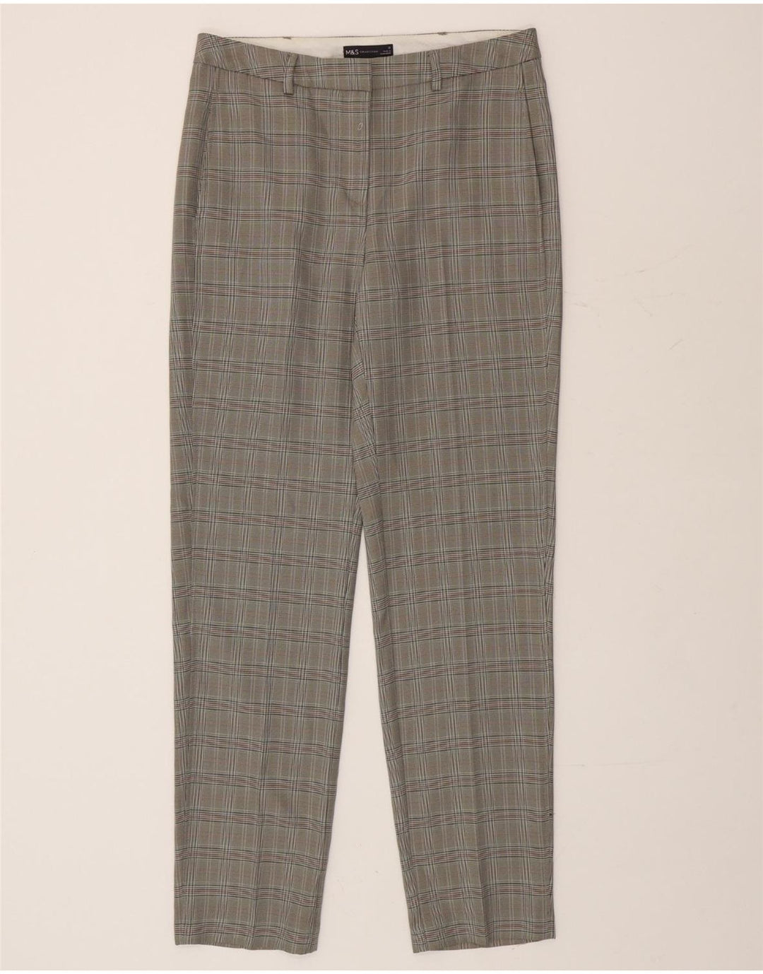Marks & Spencer ženske chino hlače UK 12 Srednje W32 L33 Sivi Houndstooth