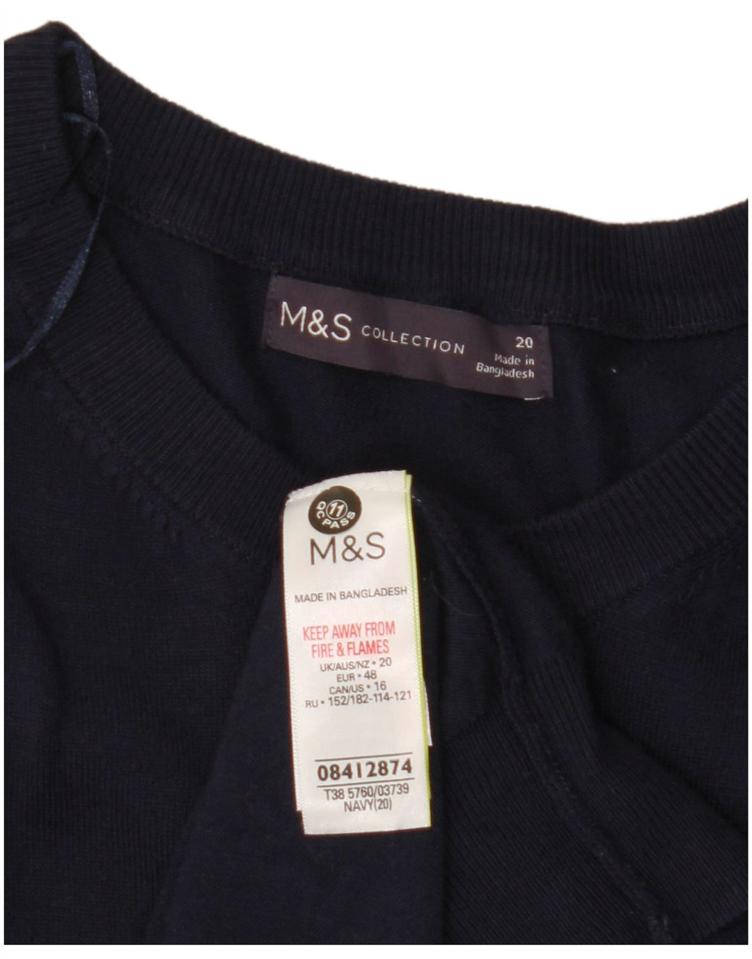 MARKS & SPENCER Ženski kratki kardigan pulover UK 20 2XL tamnoplava viskoza