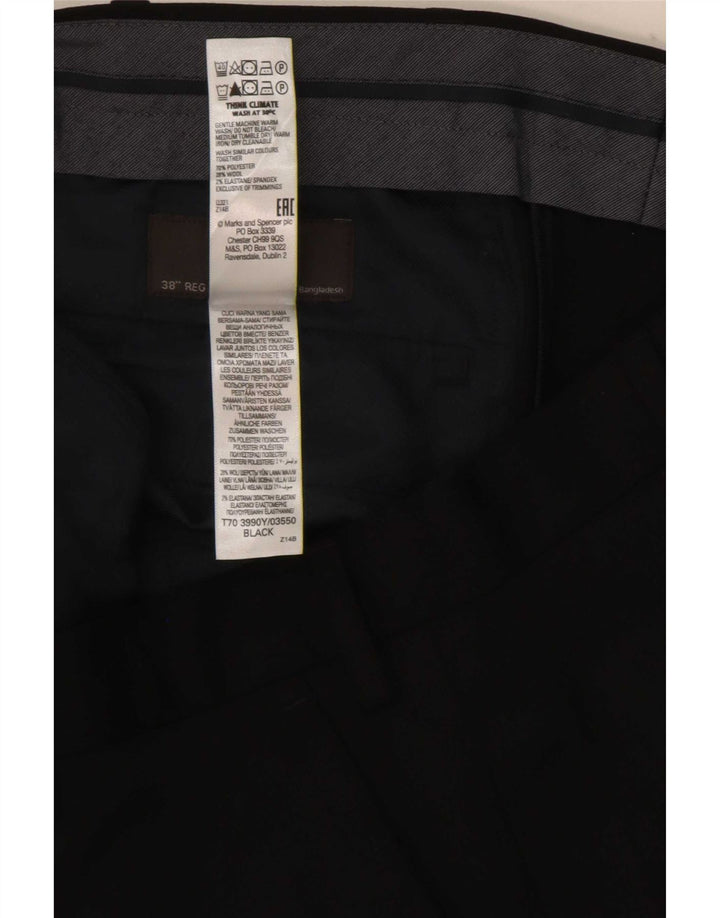 Marks & Spencer muške uobičajene hlače W38 L31 crni poliester