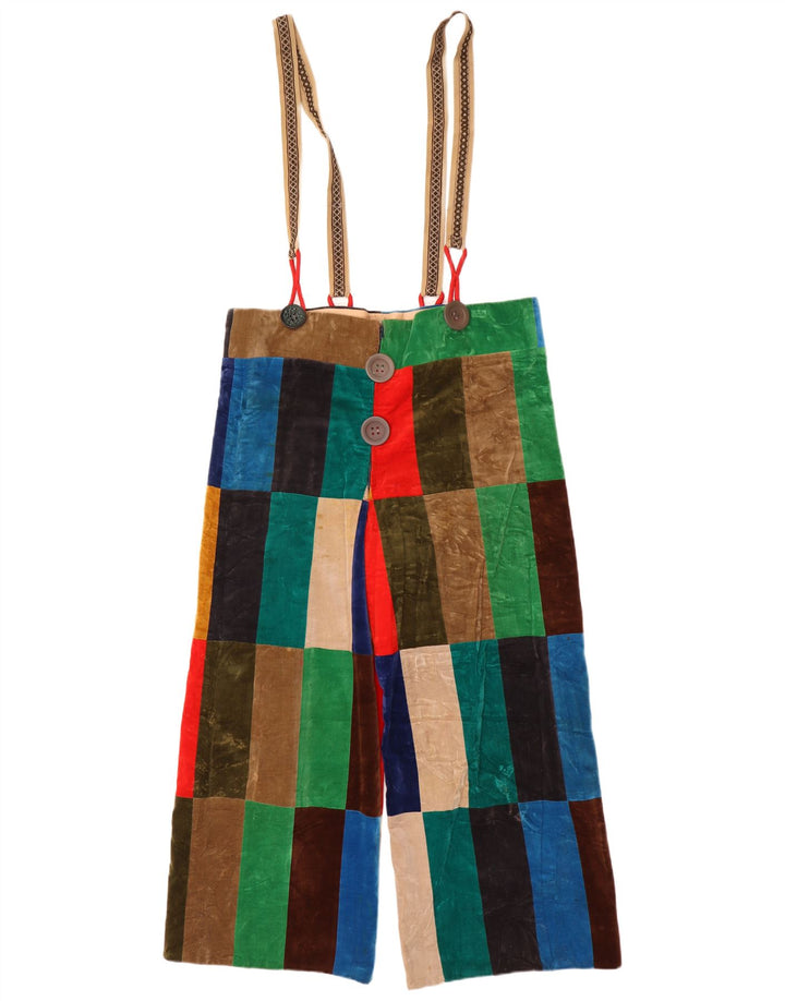 Vintage ženske baršunaste hlače Dungaree W26 L26 Raznobojni patchwork