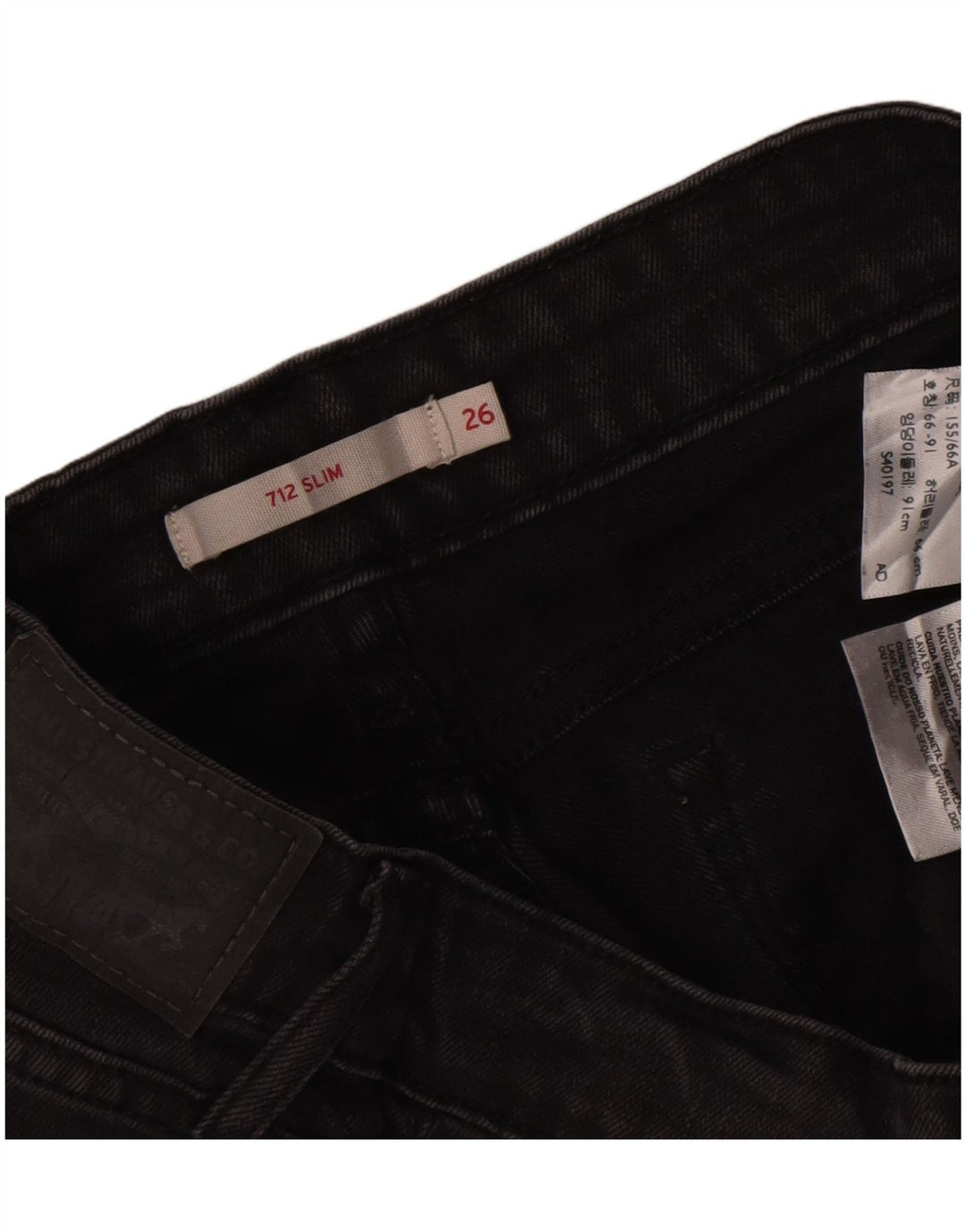 Levi's ženske 712 uske traperice W26 L29 crni pamuk