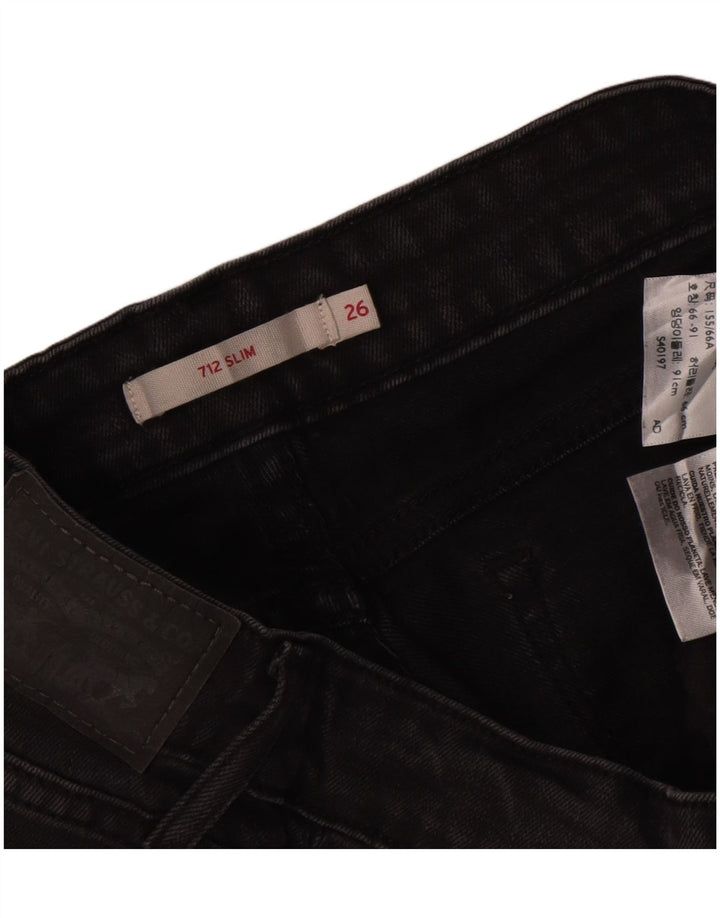Levi's ženske 712 uske traperice W26 L29 crni pamuk
