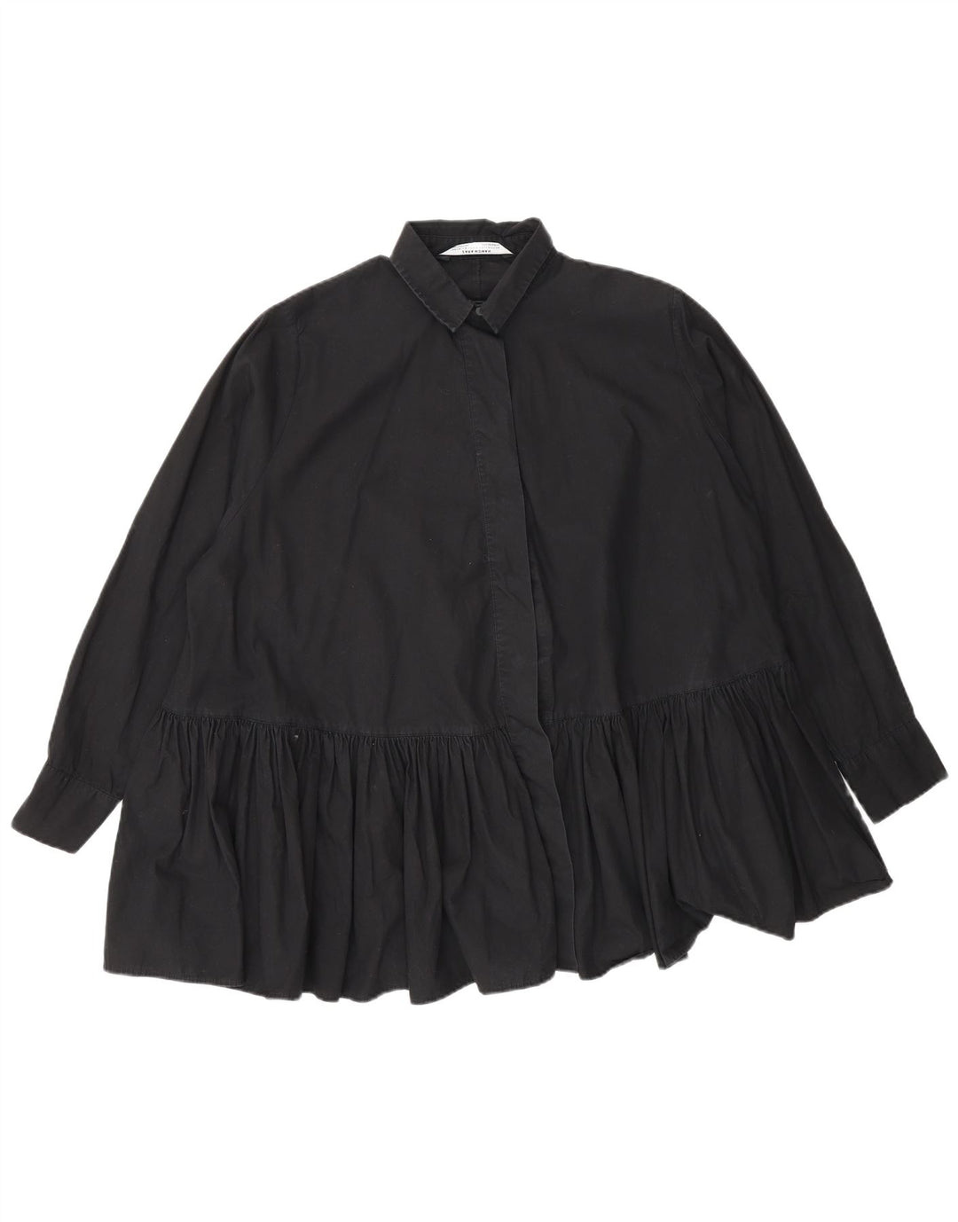 Zara ženska prevelika košulja bluza UK 10 Mala crna pamuk