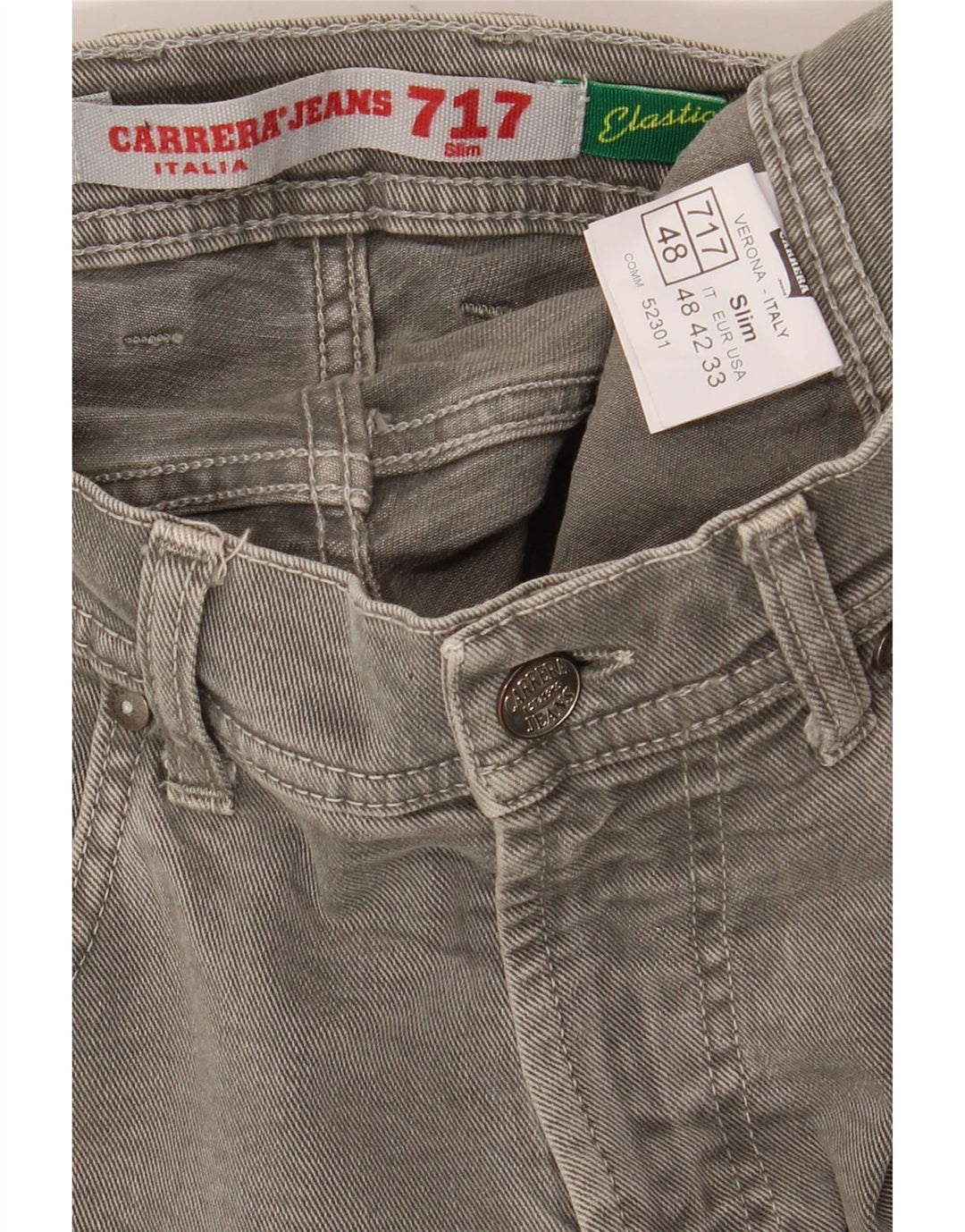 CARRERA Mens 717 Slim Jeans IT 48 Srednje W33 L32 Sivi pamuk