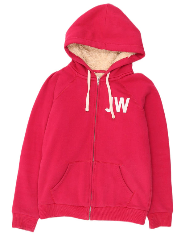 Jack Wills Ženska jakna s kapuljačom s kapuljačom s grafičkim zatvaračem UK 10 Mala ružičasta