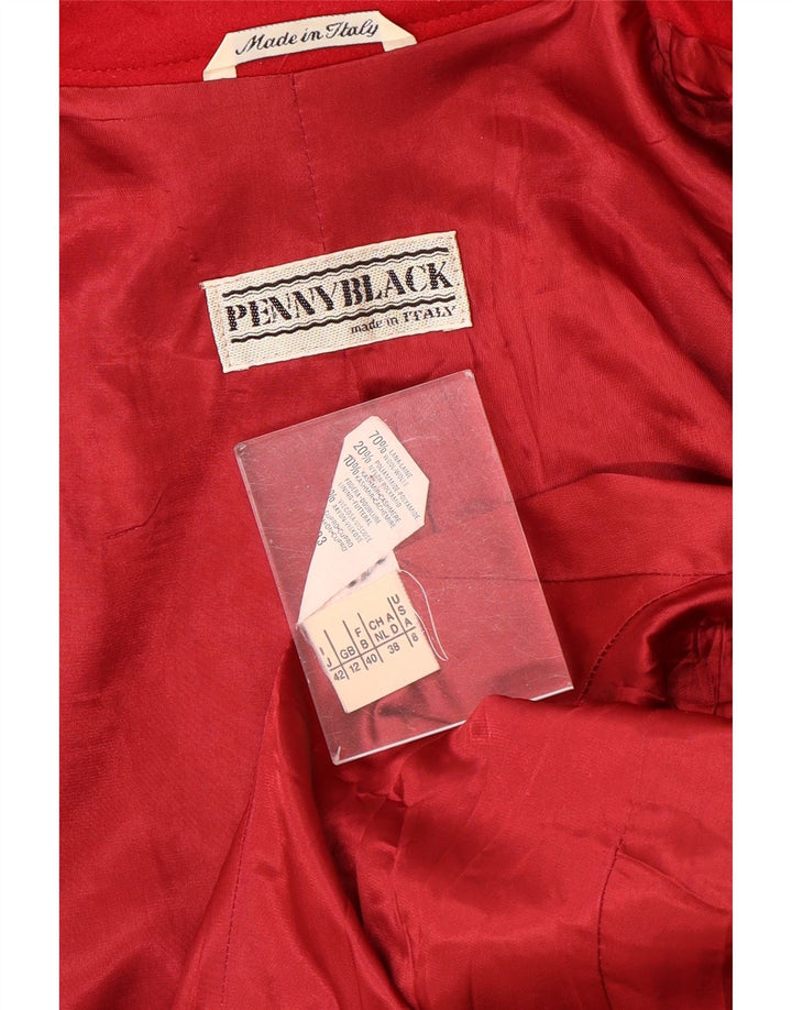 Penny Crna ženska jakna s 3 gumba UK 12 Srednje crvena vuna