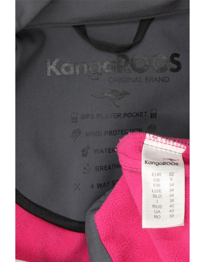 KANGAROOS Womens Hooded Windbreaker Coat UK 6 XS  Grey Polyester Vintage Kangaroos and Second-Hand Kangaroos from Messina Hembry 