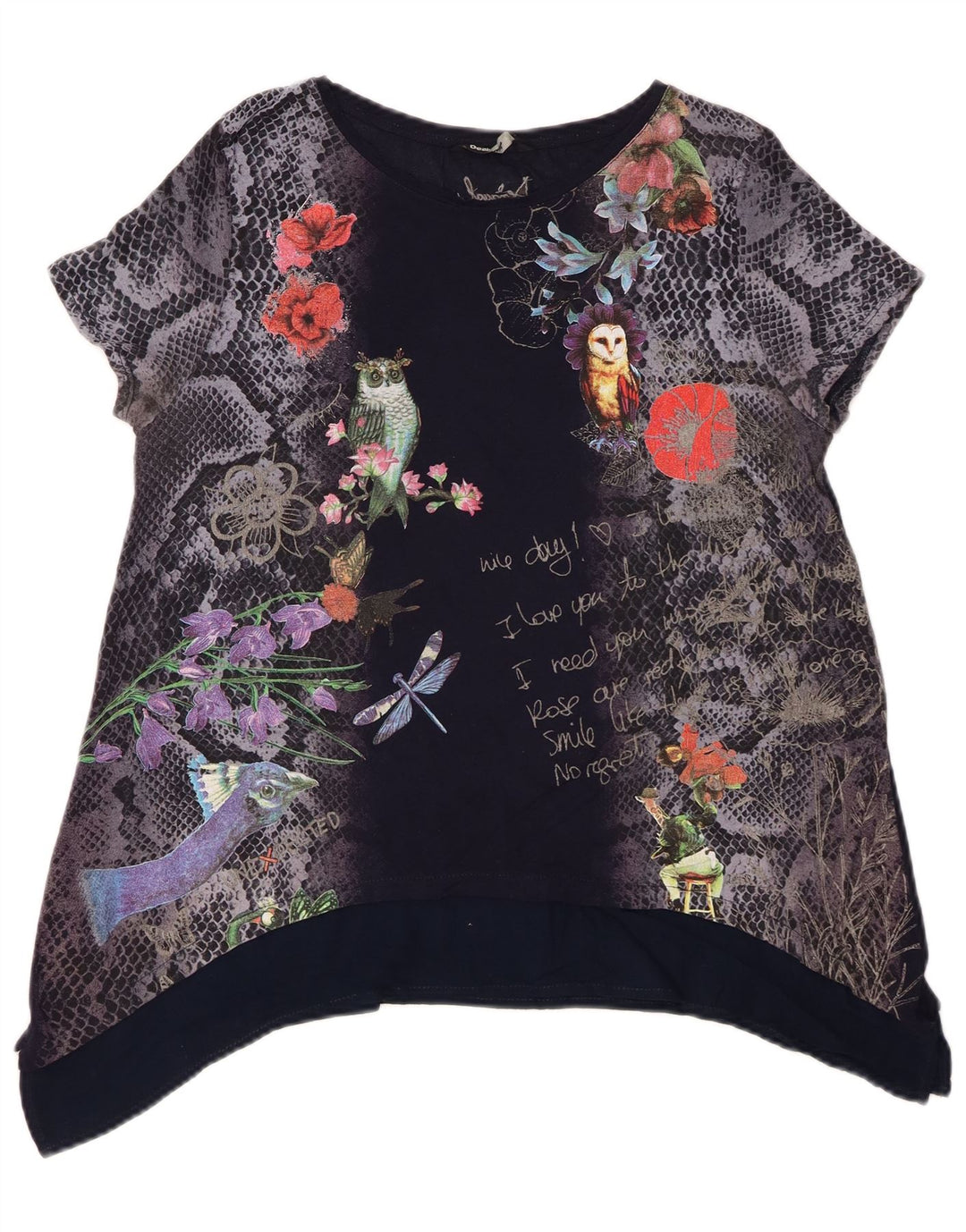 Desigualov gornji dio ženske grafičke tunike UK 14 srednje tamnoplave cvjetne boje