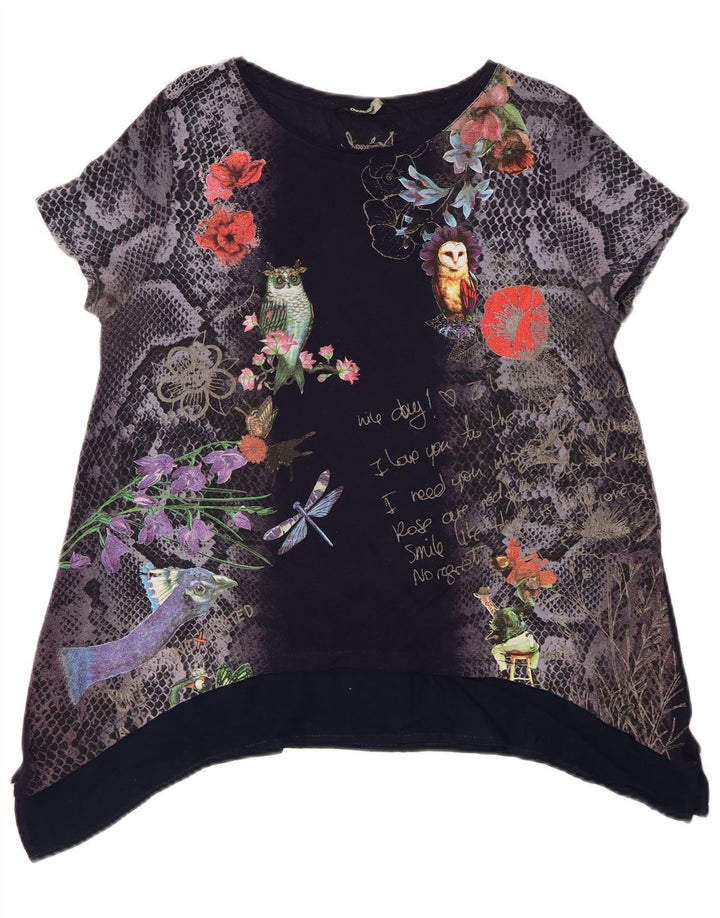 Desigualov gornji dio ženske grafičke tunike UK 14 srednje tamnoplave cvjetne boje