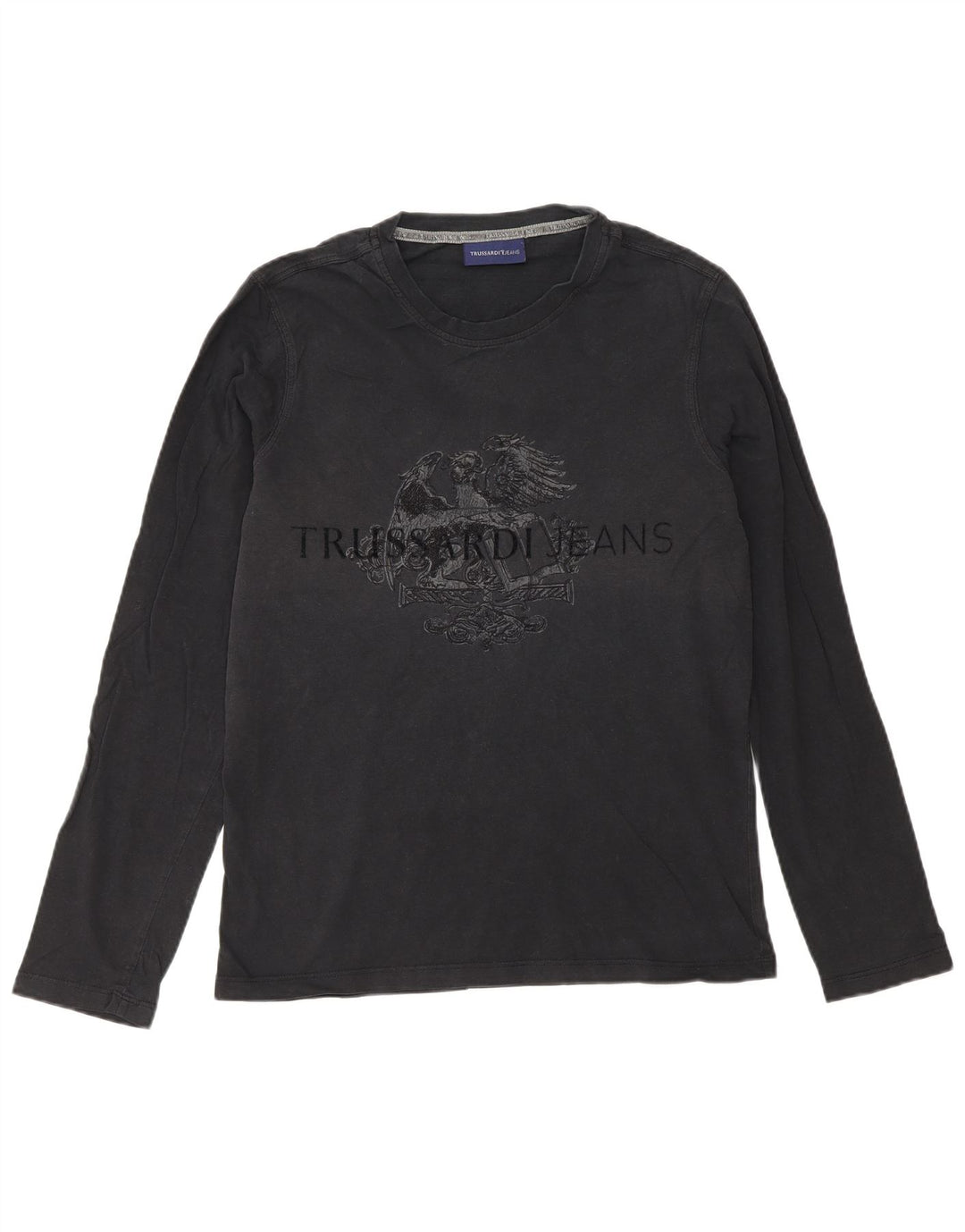Trussardi Jeans muška majica dugih rukava s grafičkim detaljima, mala crna