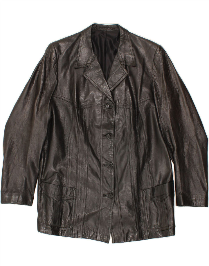 VINTAGE Womens Leather Jacket UK 16 Large Black Vintage Vintage and Second-Hand Vintage from Messina Hembry 