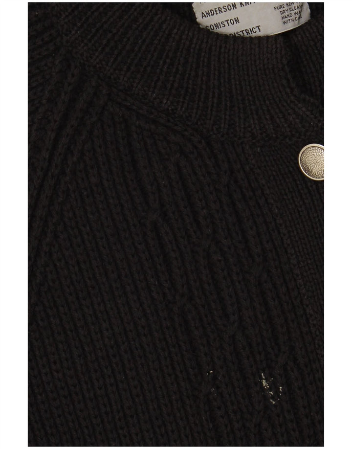 VINTAGE ženski kardigan pulover UK 16 Velika crna nova vuna