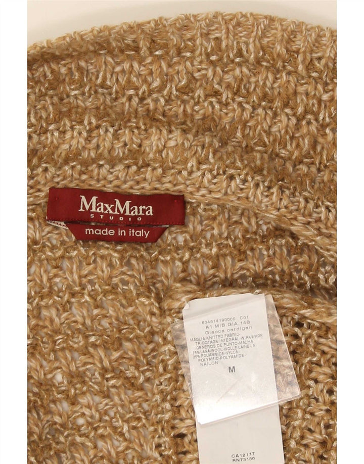 Max Mara ženski otvoreni kardigan pulover UK 14 srednje smeđa vuna