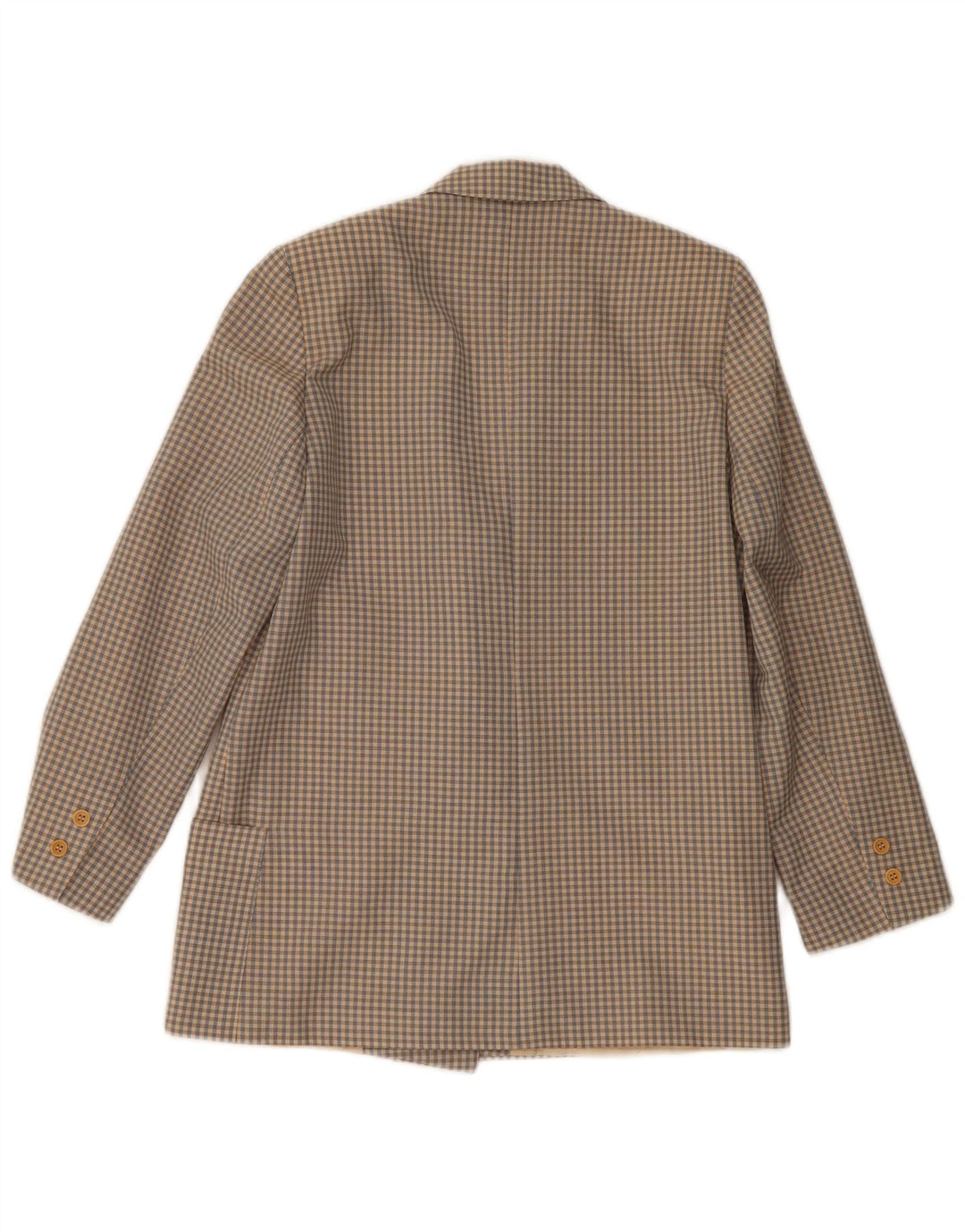 VINTAGE Womens Double Breasted Blazer Jacket EU 38 Medium Beige Check