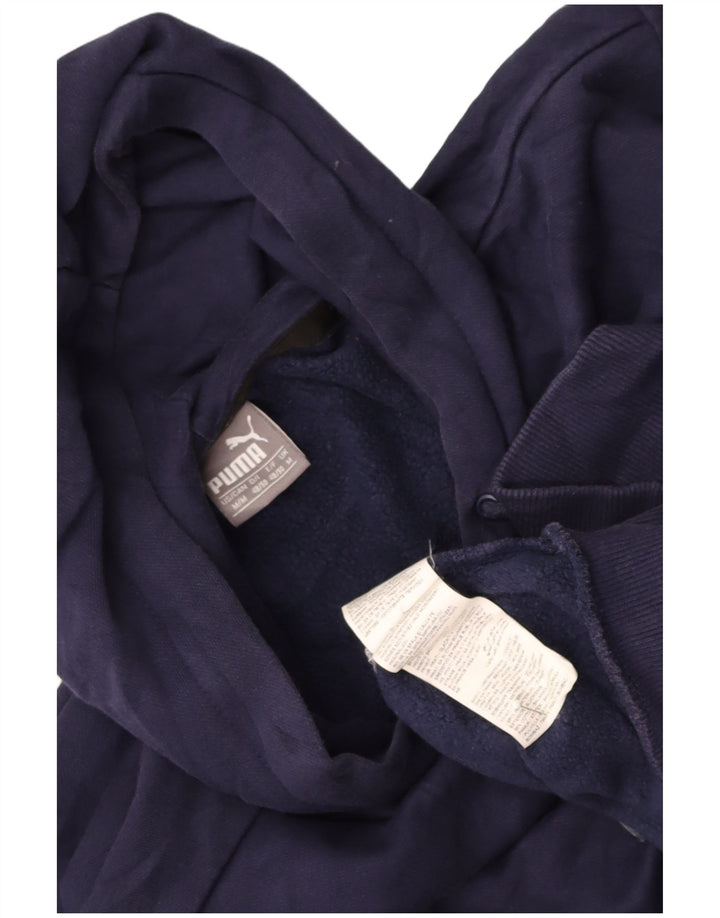 PUMA Mens Hoodie Jumper Medium Navy Blue Cotton