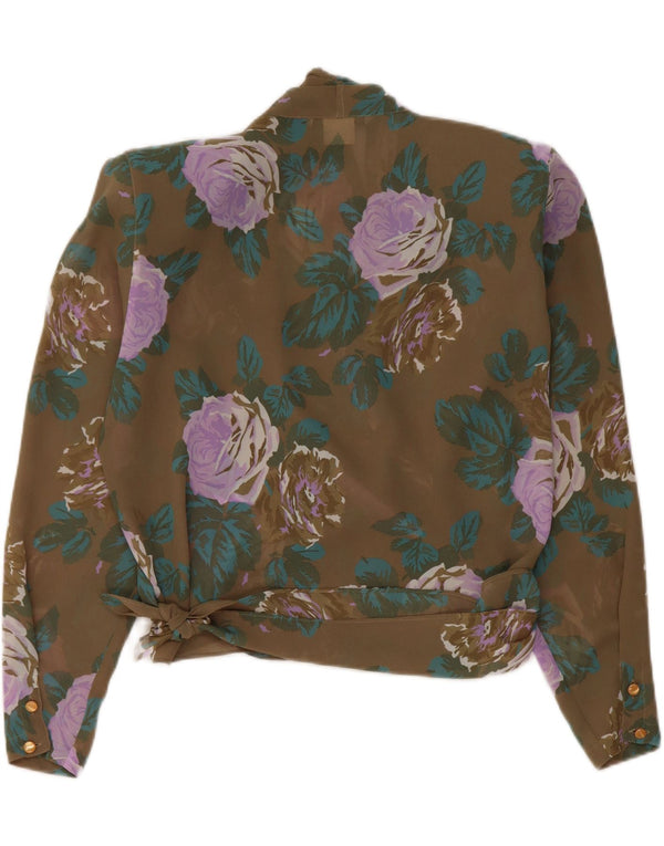 Ženska kratko košulja Marella Wrap bluza UK 12 Srednje smeđi cvjetni poliester