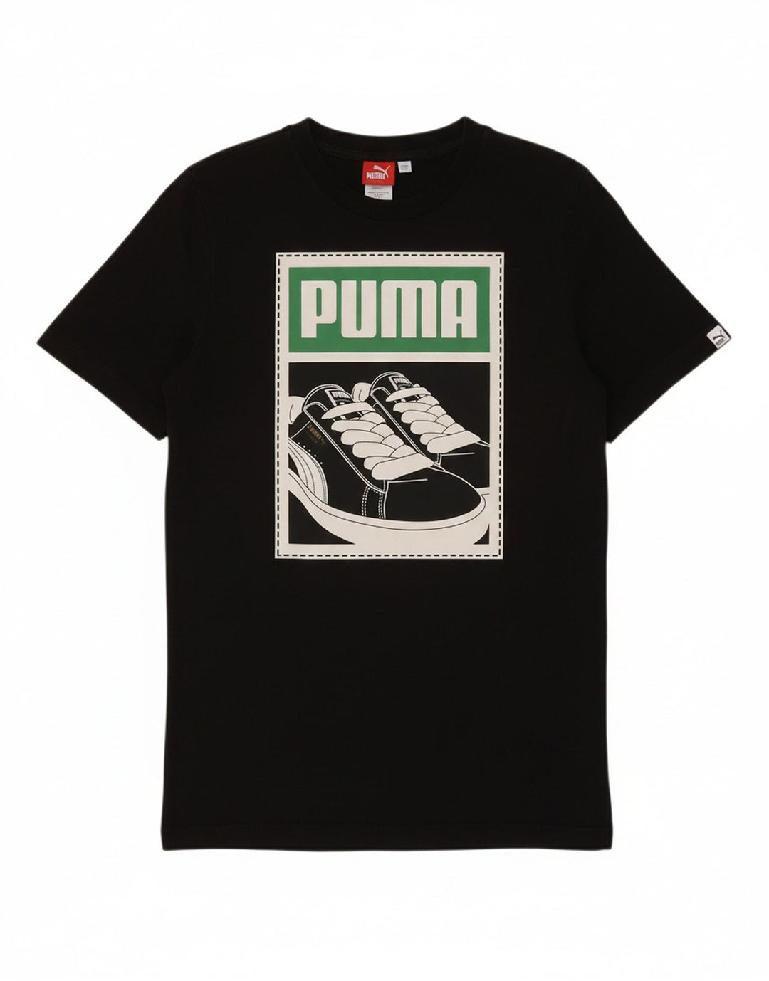 PUMA Mens Graphic T-Shirt Top Small Black Cotton