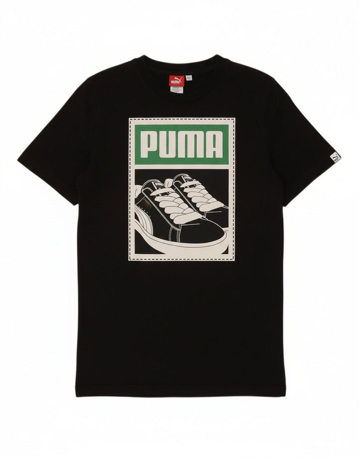PUMA Mens Graphic T-Shirt Top Small Black Cotton
