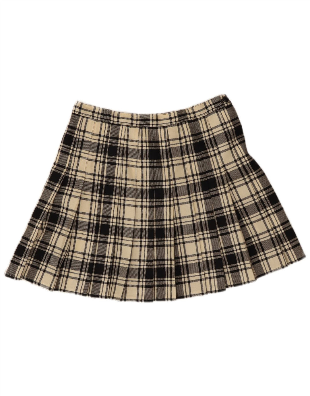 VINTAGE ženska mini suknja W30 srednje bijele karirane djevičanske vune