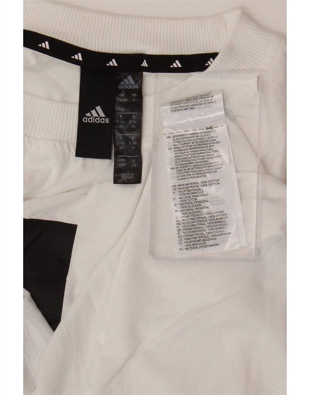 ADIDAS ženska majica kratkih rukava s velikim grafičkim kratkim rukavima UK 10 Small White Cotton