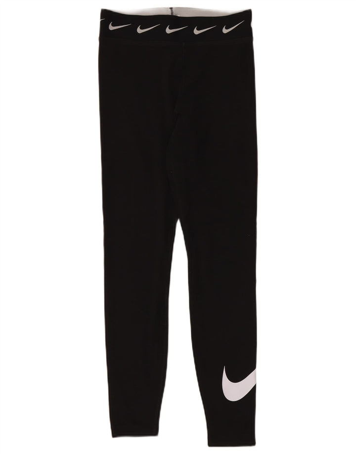 NIKE Womens Graphic Leggings UK 8 Small  Black Cotton