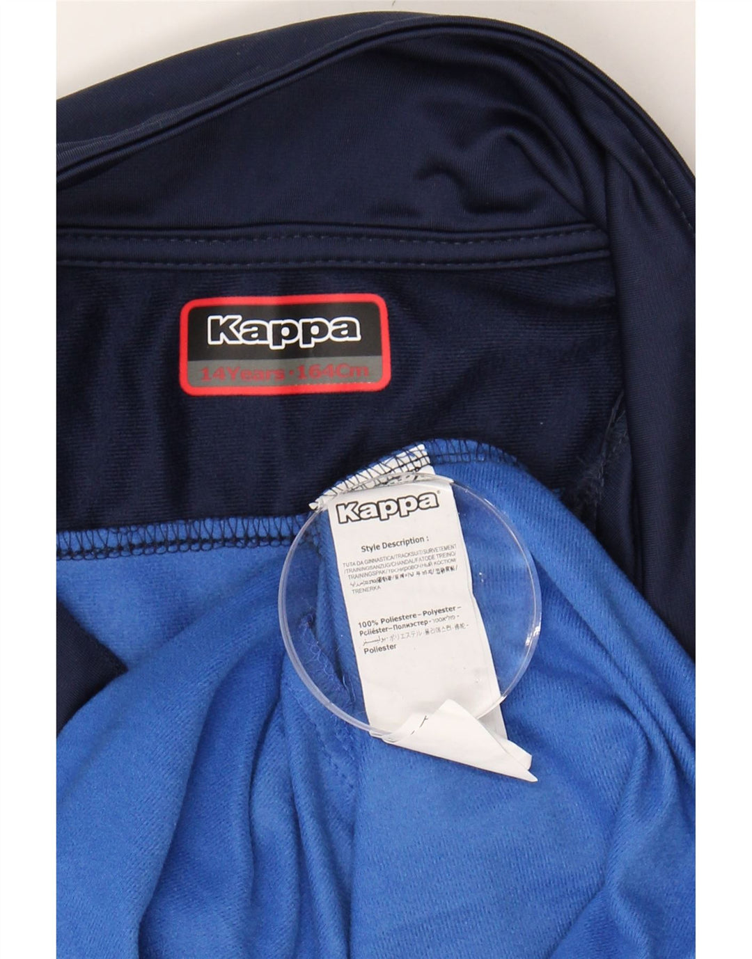 KAPPA Boys Graphic Tracksuit Top Jacket 13-14 Years Blue Colourblock Vintage Kappa and Second-Hand Kappa from Messina Hembry 