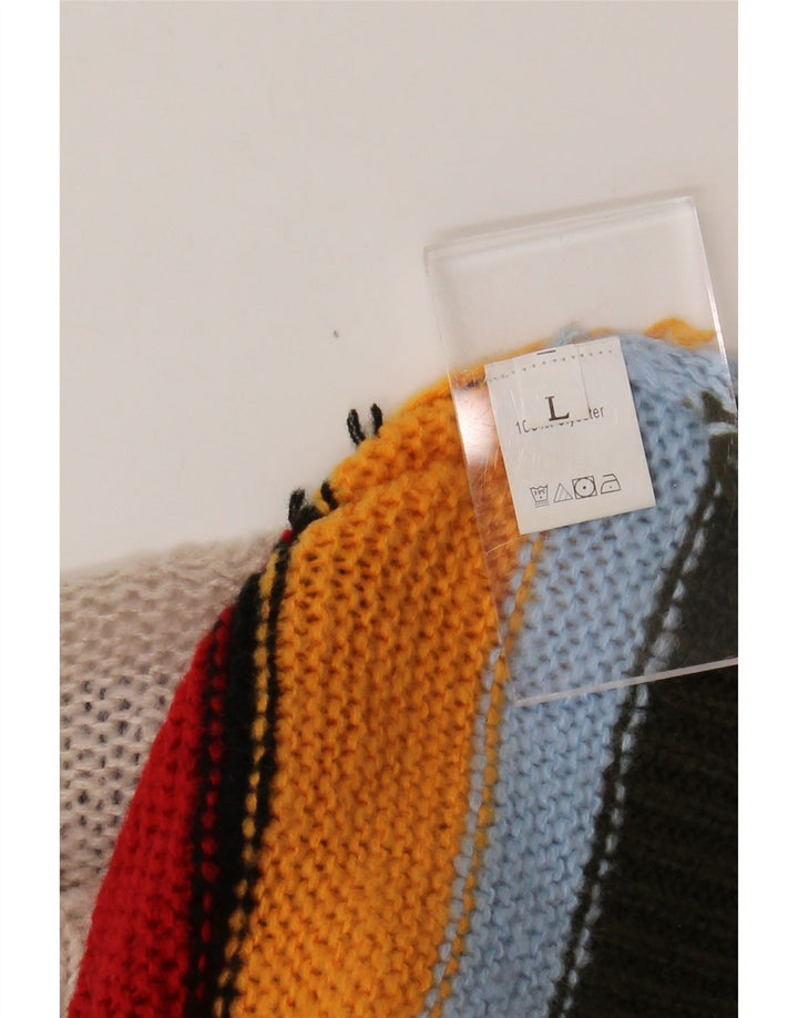 VINTAGE ženski džemper s morskim izrezom UK 14 Veliki višebojni