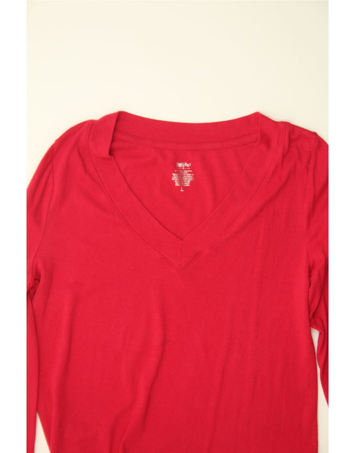MOSSIMO Womens Top Long Sleeve UK 14 Large Red Cotton Vintage Mossimo and Second-Hand Mossimo from Messina Hembry 