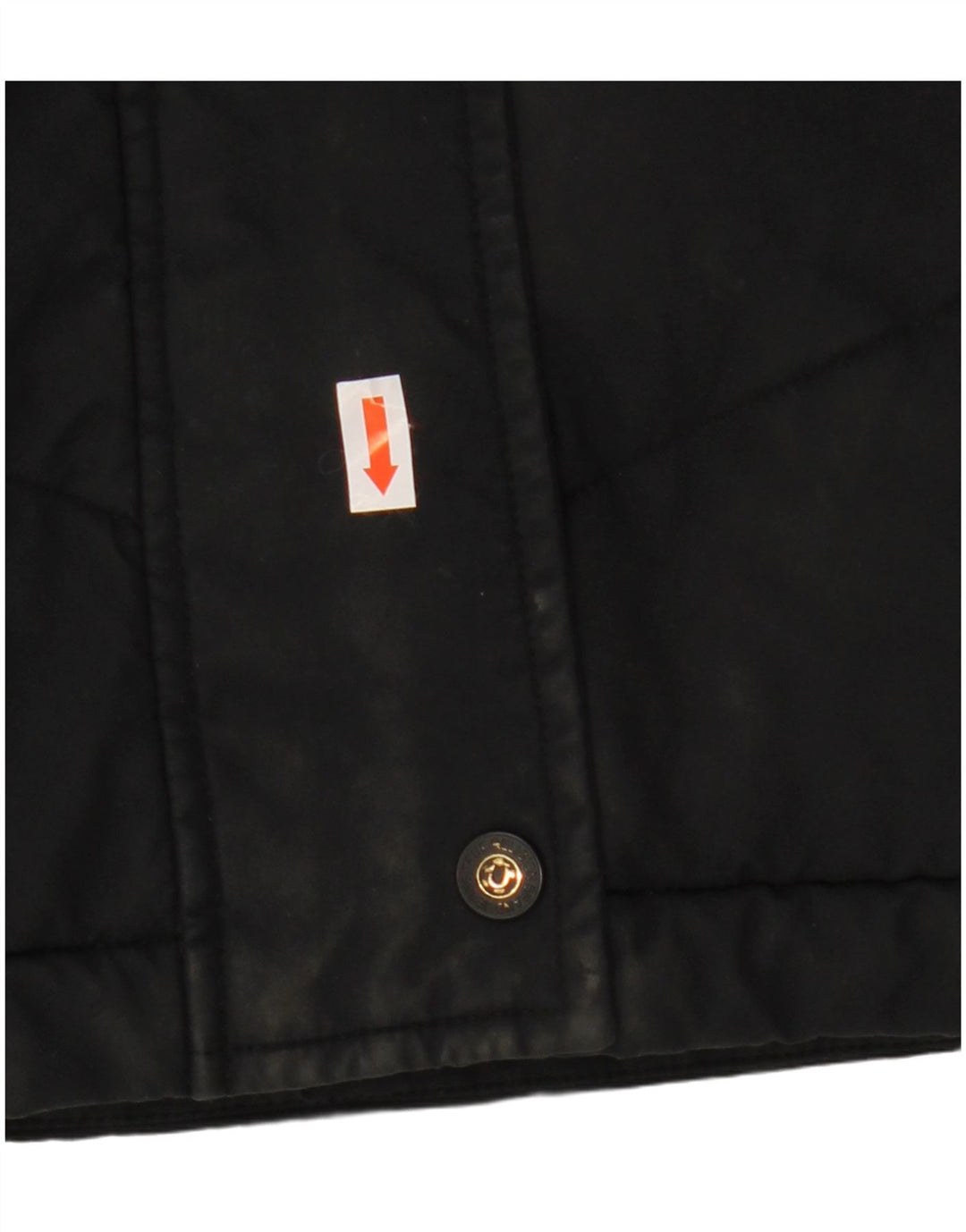 TRUE RELIGION Ženska kratka podstavljena jakna UK 16 Veliki crni poliester