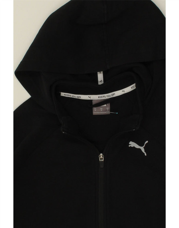 PUMA Womens Zip Hoodie Sweater UK 14 Medium Black Vintage Puma and Second-Hand Puma from Messina Hembry 