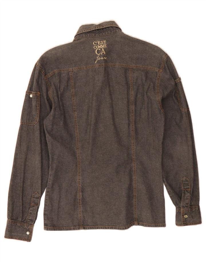 C&A Womens Denim Shirt UK 14 Medium Grey Cotton Vintage C&A and Second-Hand C&A from Messina Hembry 