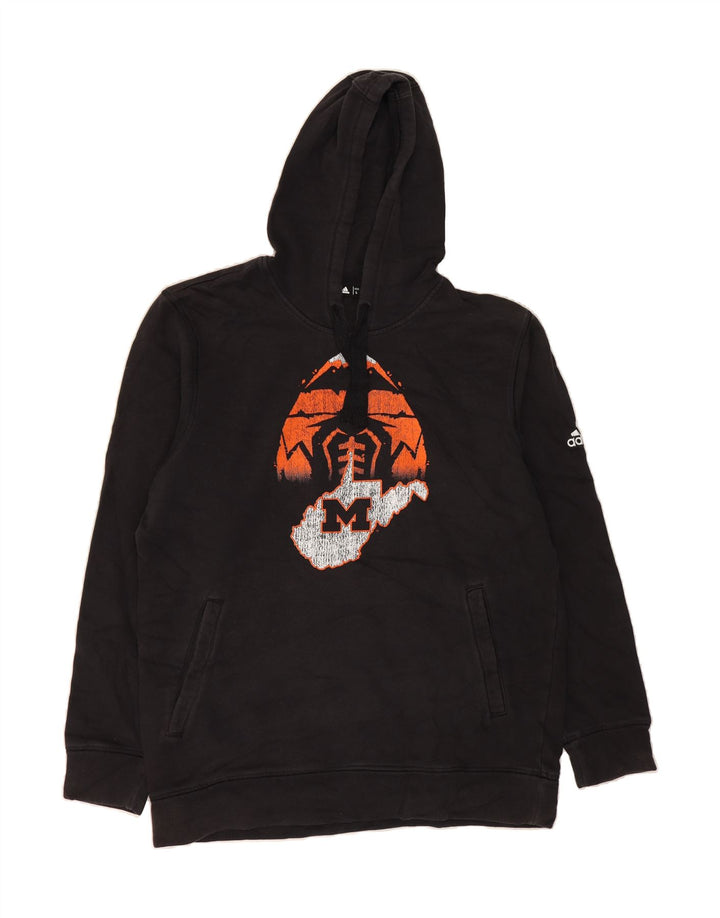 ADIDAS Mens Graphic Hoodie Jumper Large Black Vintage Adidas and Second-Hand Adidas from Messina Hembry 