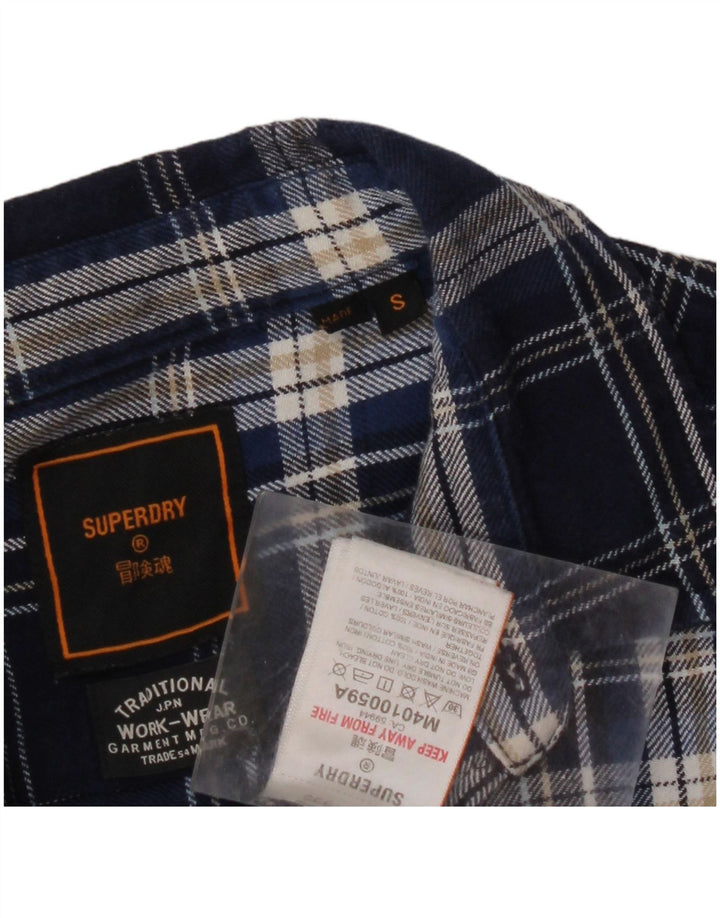 SUPERDRY muška flanelska košulja, mali plavi karirani pamuk