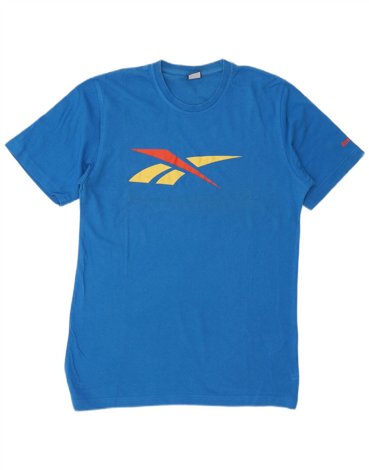 REEBOK Mens Graphic T-Shirt Top Small Blue Cotton