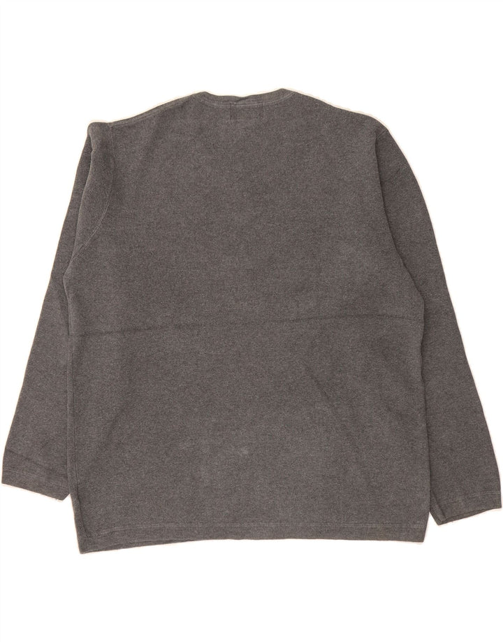 EDDIE BAUER Mens V-Neck Jumper Sweater Large Grey Cotton Vintage Eddie Bauer and Second-Hand Eddie Bauer from Messina Hembry 