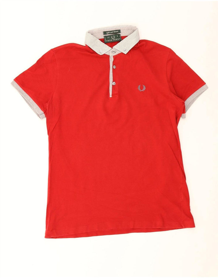 Fred Perry muška ragbi polo majica velika crvena pamučna